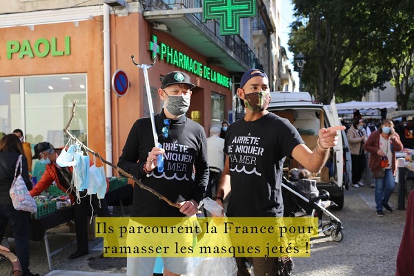 Ils parcourent la France pour ramasser les masques jetés !