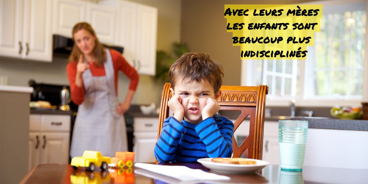 Les enfants sont indisciplinés avec leurs mères Avec leurs mères les enfants sont beaucoup plus indisciplinés
