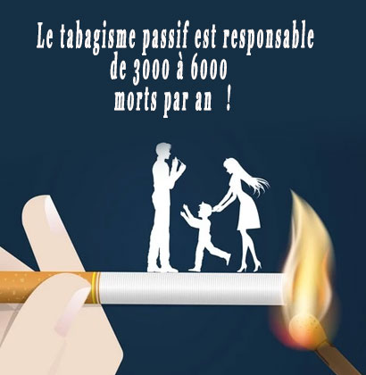 Le tabagisme passif est responsable de 3000 à 6000 morts par an !