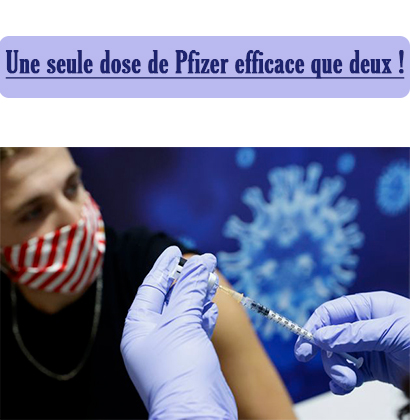 Une seule dose de Pfizer efficace que deux !