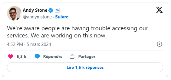PANNE MONDIALE : FACEBOOK INSTAGRAM MESSENGER